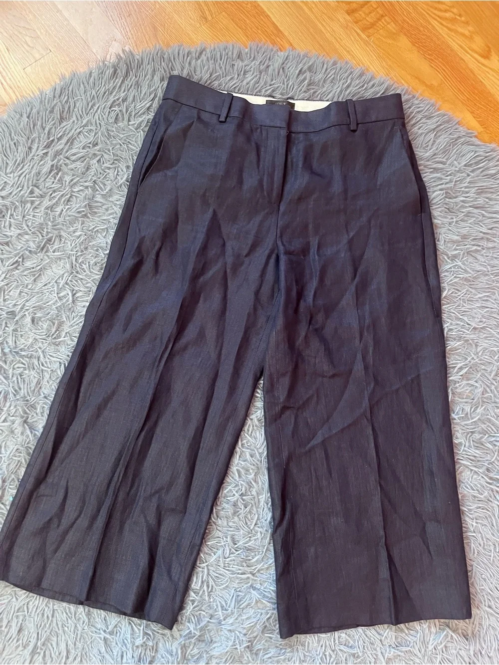 J.Crew Navy Gazebo Linen Wide Leg Cropped Pants Size 6